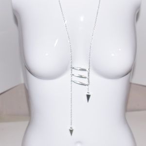 Zad Alaina Ladder Silver Drop Stud Necklace